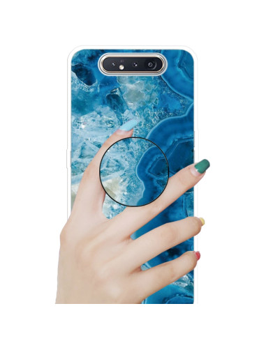 Cover Galaxy A80 TPU Marmo Verde Scuro Light Blu | Melacompro