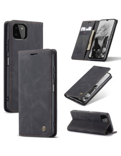 Cover Galaxy A22 5G Pelle Portafoglio Marrone Nero