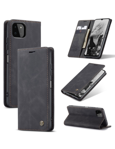 Cover Galaxy A22 5G Pelle Portafoglio Nero | Melacompro