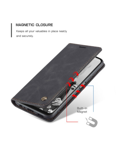 Cover Galaxy A22 5G Pelle Portafoglio Nero | Melacompro