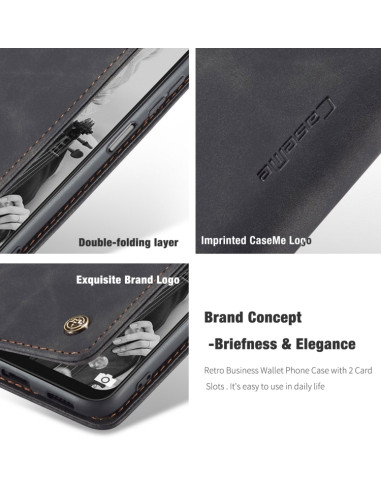 Cover Galaxy A22 5G Pelle Portafoglio Nero | Melacompro