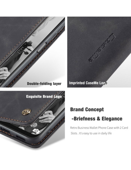 Cover Galaxy A22 5G Pelle Portafoglio Nero | Melacompro