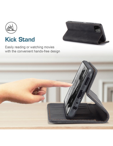 Cover Galaxy A22 5G Pelle Portafoglio Nero | Melacompro