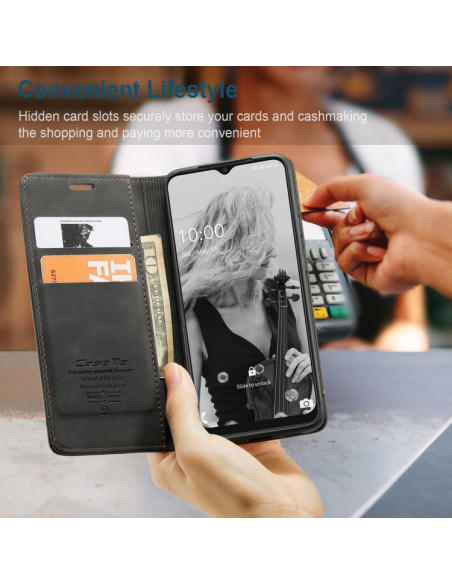 Cover Galaxy A22 5G Pelle Portafoglio Nero | Melacompro