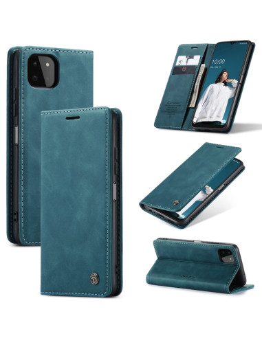 Cover Galaxy A22 5G Pelle Portafoglio Blu | Melacompro