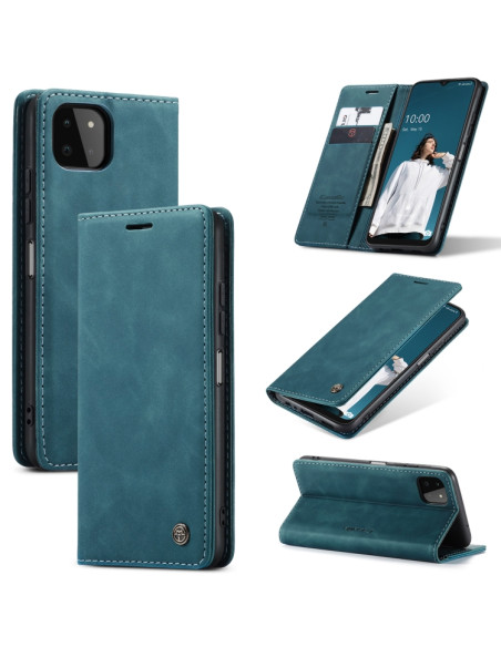 Cover Galaxy A22 5G Pelle Portafoglio Blu | Melacompro