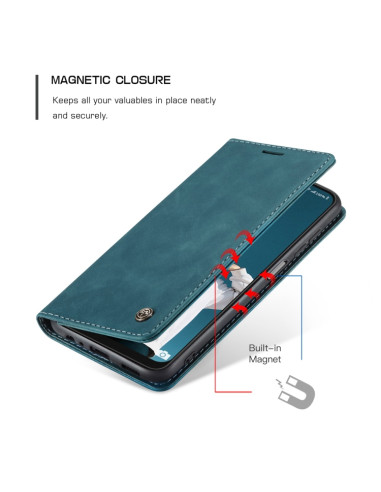 Cover Galaxy A22 5G Pelle Portafoglio Blu | Melacompro