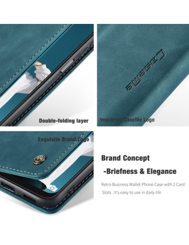 Cover Galaxy A22 5G Pelle Portafoglio Blu | Melacompro