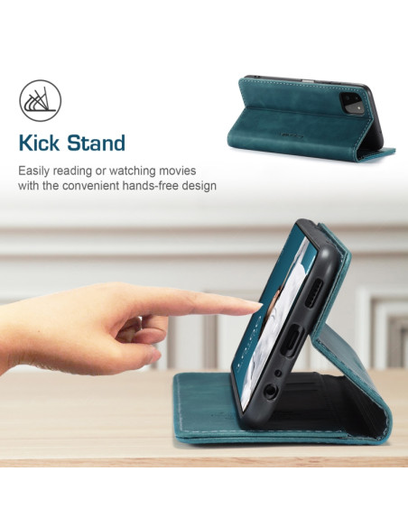 Cover Galaxy A22 5G Pelle Portafoglio Blu | Melacompro