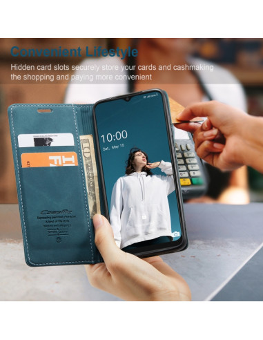 Cover Galaxy A22 5G Pelle Portafoglio Blu | Melacompro