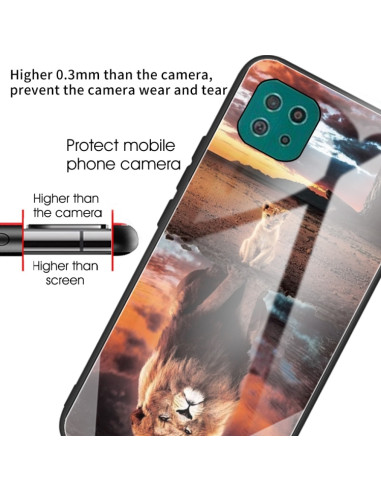 Cover Galaxy A22 5G Glass Leone Lion | Melacompro