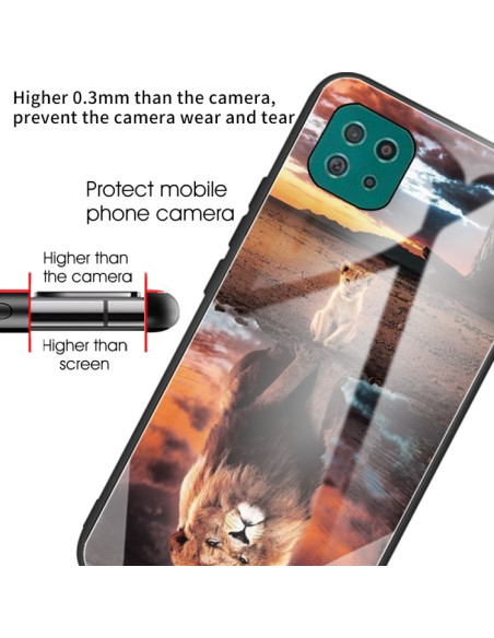 Cover Galaxy A22 5G Glass Leone Lion | Melacompro