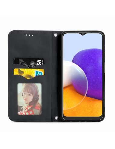 Cover Galaxy A22 4G Pelle PU Portafoglio Nero | Melacompro