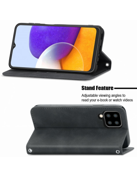 Cover Galaxy A22 4G Pelle PU Portafoglio Nero | Melacompro