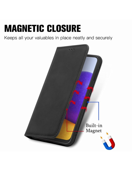Cover Galaxy A22 4G Pelle PU Portafoglio Nero | Melacompro