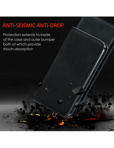 Cover Galaxy A22 4G Pelle PU Portafoglio Nero | Melacompro