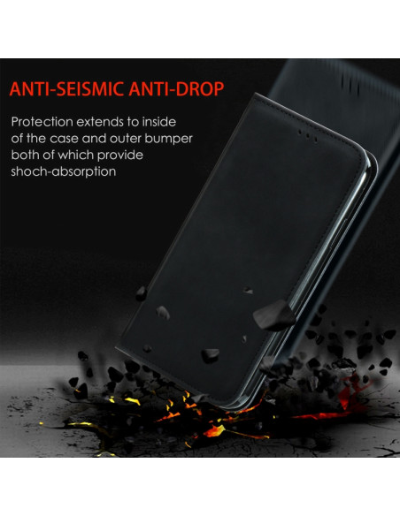 Cover Galaxy A22 4G Pelle PU Portafoglio Nero | Melacompro