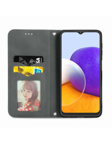 Cover Galaxy A22 4G Pelle PU Portafoglio Grigio | Melacompro