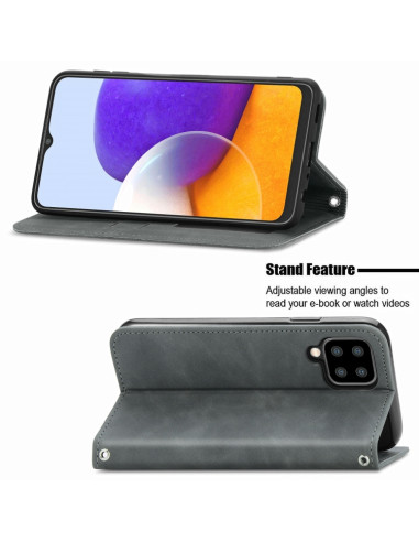 Cover Galaxy A22 4G Pelle PU Portafoglio Grigio | Melacompro