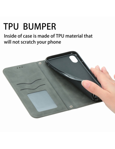 Cover Galaxy A22 4G Pelle PU Portafoglio Grigio | Melacompro