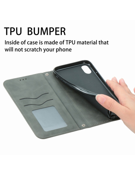 Cover Galaxy A22 4G Pelle PU Portafoglio Grigio | Melacompro