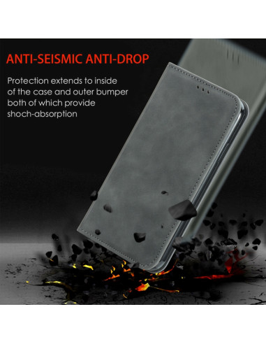 Cover Galaxy A22 4G Pelle PU Portafoglio Grigio | Melacompro