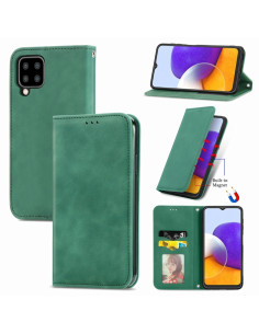 Cover Galaxy A22 4G Pelle PU Business con Portafoglio Verde