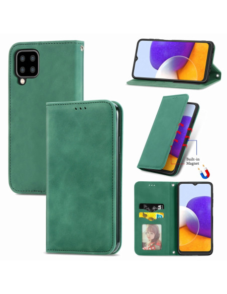 Cover Galaxy A22 4G Pelle PU Portafoglio Verde | Melacompro