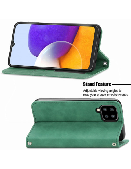 Cover Galaxy A22 4G Pelle PU Portafoglio Verde | Melacompro