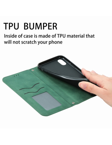 Cover Galaxy A22 4G Pelle PU Portafoglio Verde | Melacompro