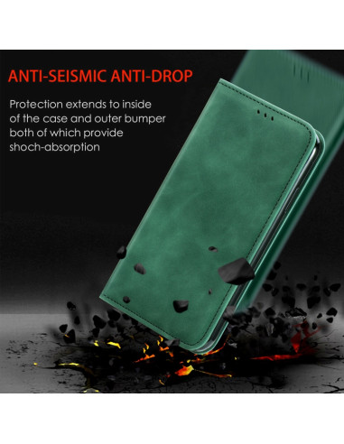 Cover Galaxy A22 4G Pelle PU Portafoglio Verde | Melacompro