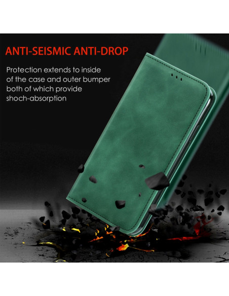 Cover Galaxy A22 4G Pelle PU Portafoglio Verde | Melacompro