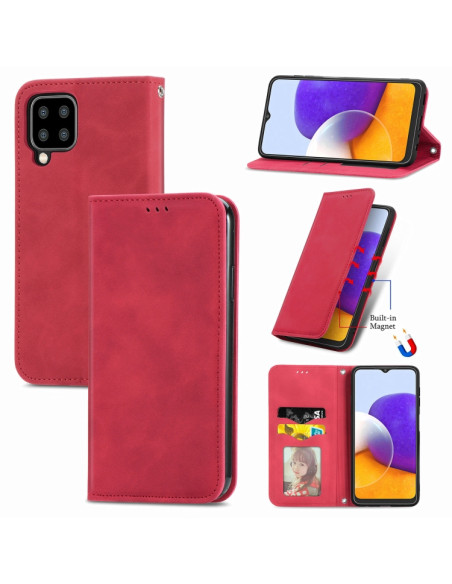 Cover Galaxy A22 4G Pelle PU Portafoglio Rosso | Melacompro