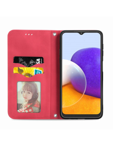 Cover Galaxy A22 4G Pelle PU Portafoglio Rosso | Melacompro