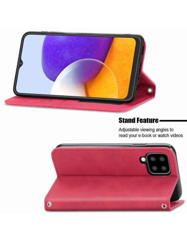 Cover Galaxy A22 4G Pelle PU Portafoglio Rosso | Melacompro