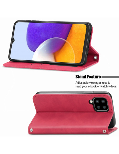 Cover Galaxy A22 4G Pelle PU Portafoglio Rosso | Melacompro