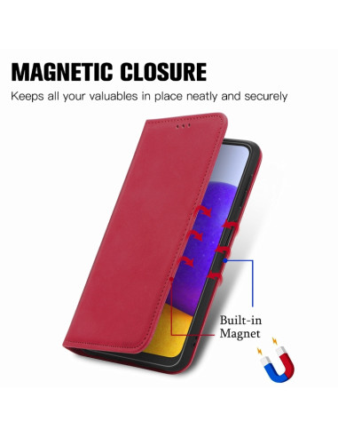 Cover Galaxy A22 4G Pelle PU Portafoglio Rosso | Melacompro