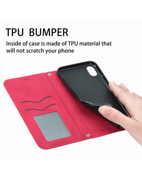 Cover Galaxy A22 4G Pelle PU Portafoglio Rosso | Melacompro