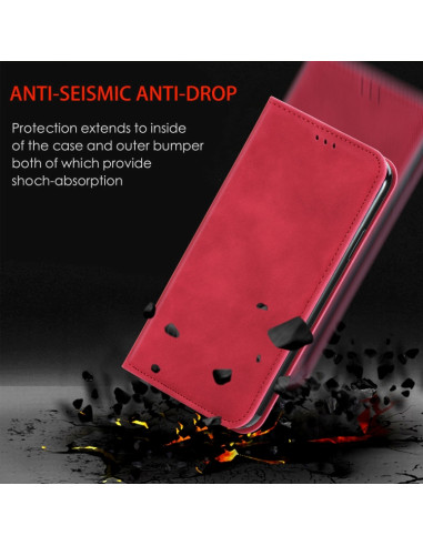 Cover Galaxy A22 4G Pelle PU Portafoglio Rosso | Melacompro