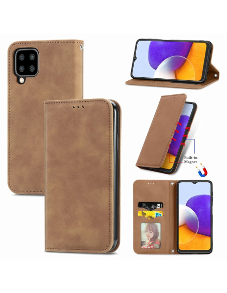 Cover Galaxy A22 4G Pelle PU Portafoglio Marrone | Melacompro