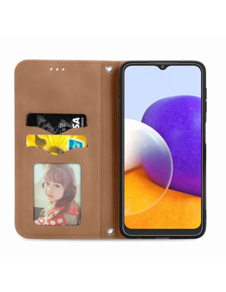 Cover Galaxy A22 4G Pelle PU Portafoglio Marrone | Melacompro