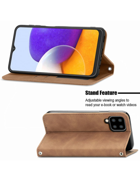 Cover Galaxy A22 4G Pelle PU Portafoglio Marrone | Melacompro