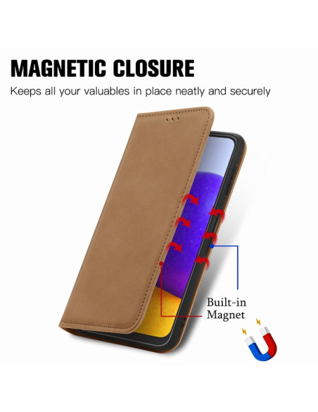 Cover Galaxy A22 4G Pelle PU Portafoglio Marrone | Melacompro