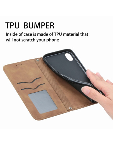 Cover Galaxy A22 4G Pelle PU Portafoglio Marrone | Melacompro