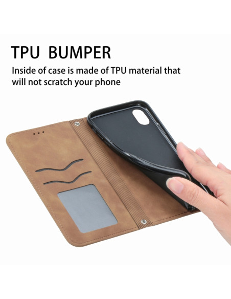 Cover Galaxy A22 4G Pelle PU Portafoglio Marrone | Melacompro