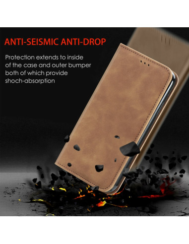 Cover Galaxy A22 4G Pelle PU Portafoglio Marrone | Melacompro