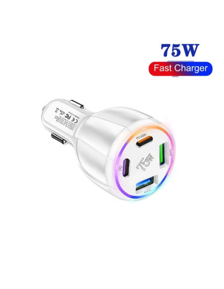 Caricabatterie Auto 75W 4 Porte USB-C | Melacompro