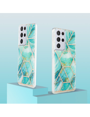 Cover Galaxy S21 Ultra Marmo Blu TPU | Melacompro