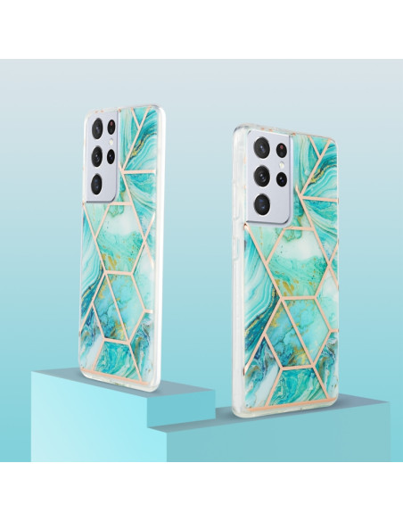 Cover Galaxy S21 Ultra Marmo Blu TPU | Melacompro