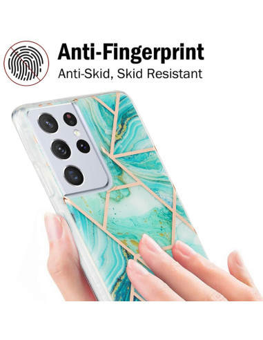 Cover Galaxy S21 Ultra Marmo Blu TPU | Melacompro